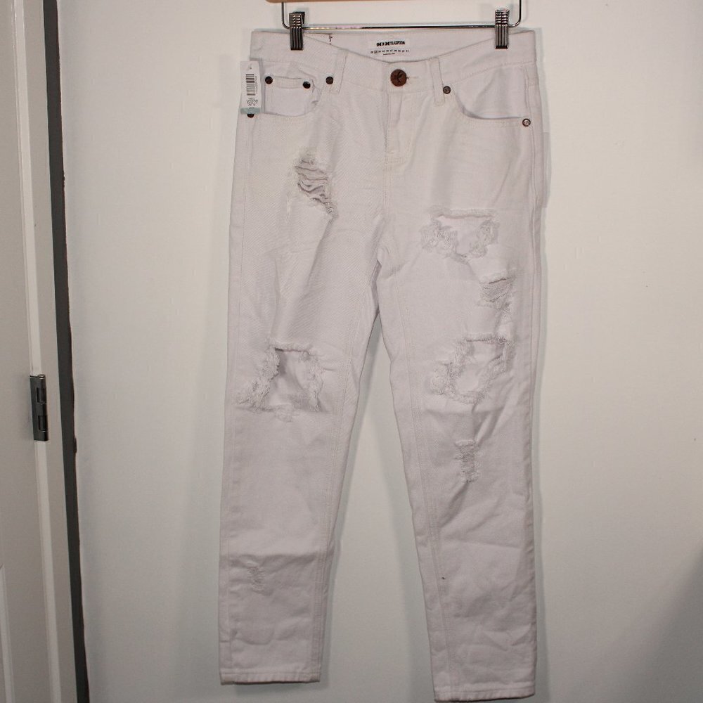 NWT One Teaspoon White Awesome Baggies Size 23 Distressed